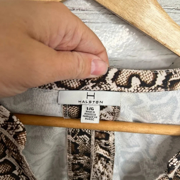 Halston brown white dress size large snake skin - Picture 4 of 7